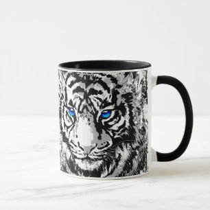 Tête de tigre blanche - Tiger bleu yeux café Mug