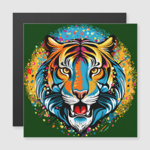 Tête de tigre couleurs arc-en-ciel peinture taches