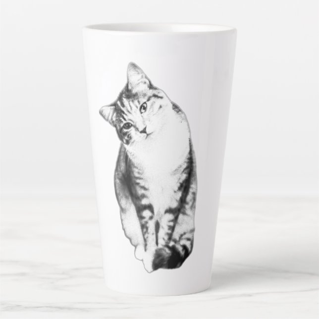 Tête Tilt Tabby Chat Monochrome Art Mug (Devant)