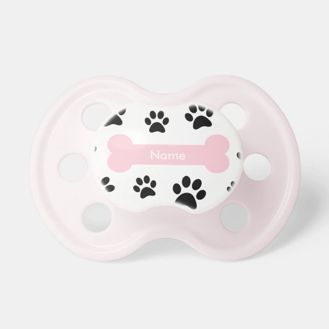 Tétine Os de chien rose personnalisable avec des (Devant)