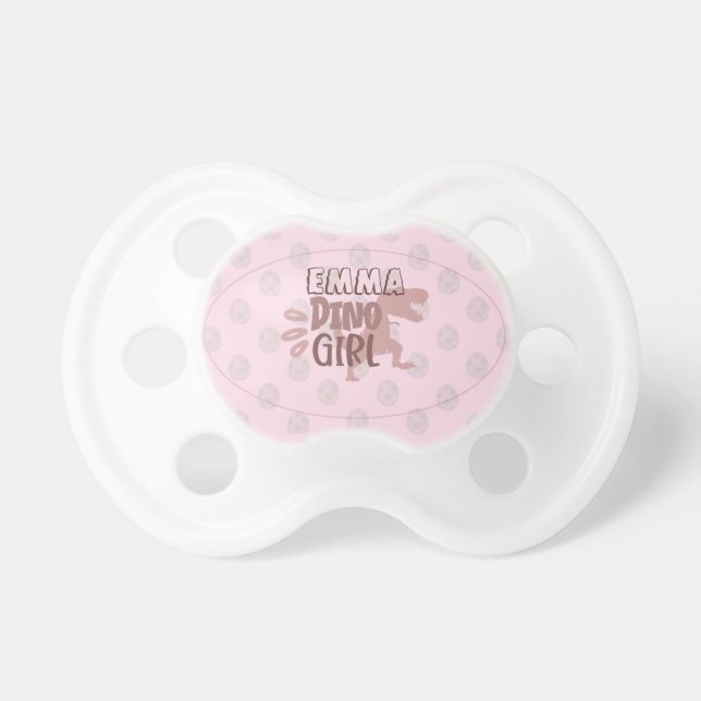 Tétine Personnalisé Dino Girl Pacifier rose (Devant)