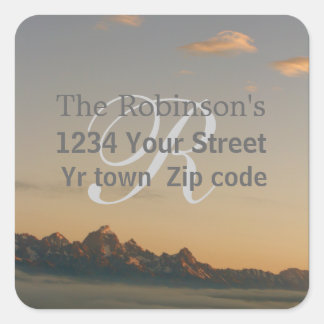 Teton familial et étiquette de adresse de nuages