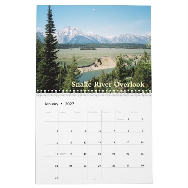 Tetons grand de calendrier de Yellowstone 2015 (Jan 2027)