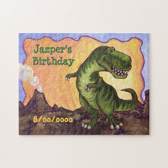 Tex Dino - Puzzle personnalisé pour l'anniversaire (Horizontal)
