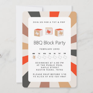 Texas BBQ Block Party for Tots & Pops Invitation