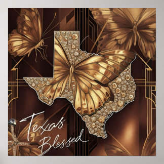 Texas Blessé : Golden Butterfly Art Déco Collage