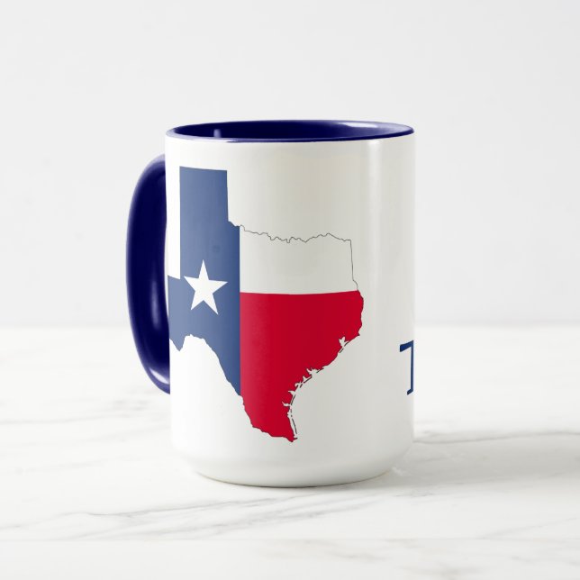 Texas Bluebonnet Fleurs avec couleurs drapeau Mug (Devant gauche)