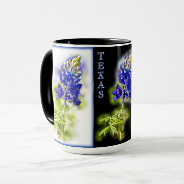 Texas Bluebonnets avec noir, Mug (Devant gauche)