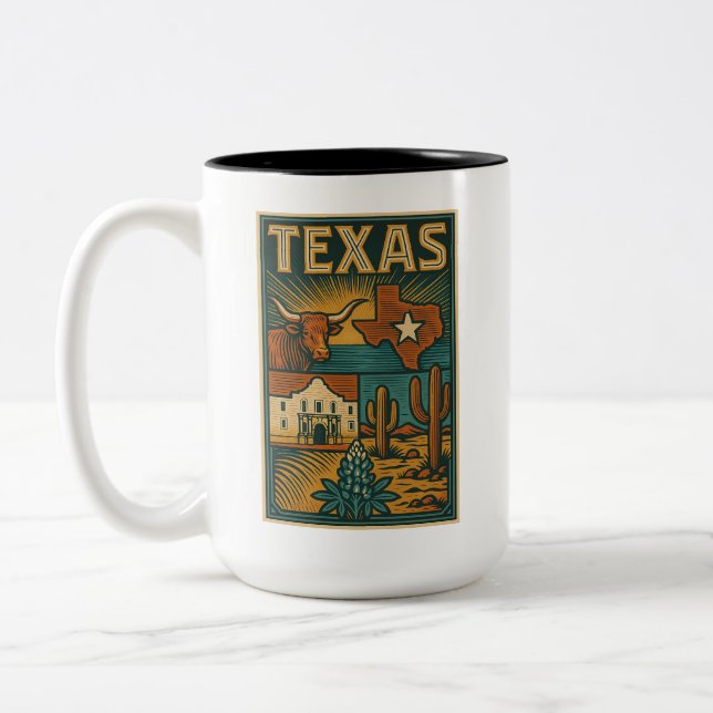 Texas Ceramic Mug - State of Texas Coffee Cup (Gauche)