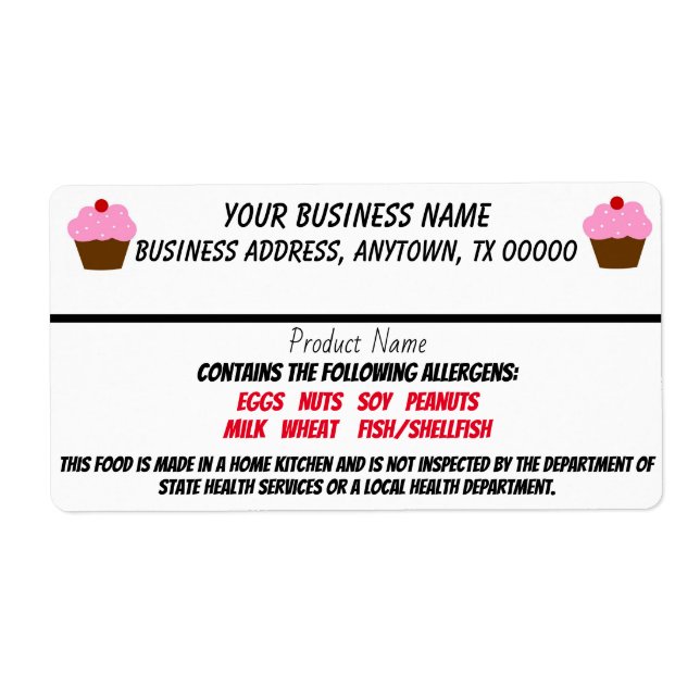 Texas Cottage Food Law étiquette home business (Devant)