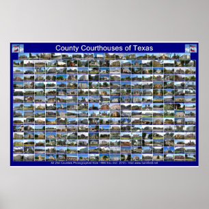 Texas Courthouses Poster (blue horizontal)