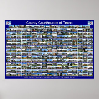 Texas Courthouses Poster (blue horizontal)