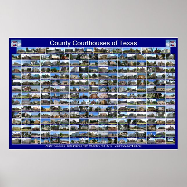 Texas Courthouses Poster (blue horizontal) (Devant)