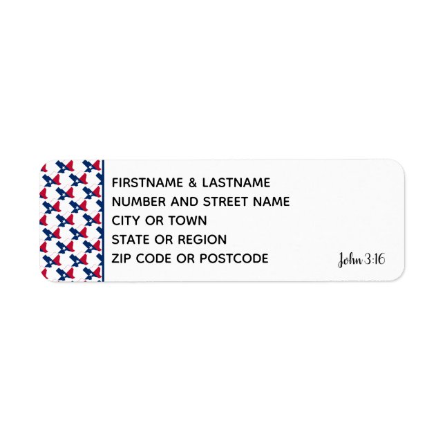 TEXAS DRAPEAU John 3:16 Sticker Adresse de retour  (Devant)