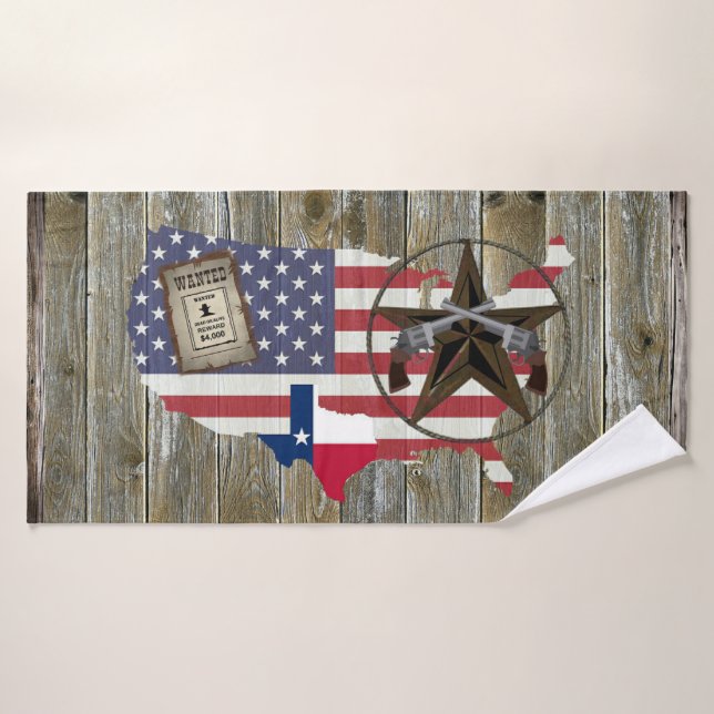 Texas Dueling Pistols Lone Star State Map (Serviette de bain)