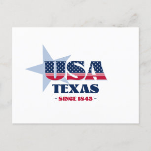 Texas en carte postale rouge, blanche et bleue