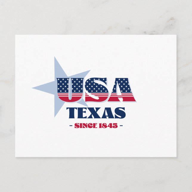 Texas en carte postale rouge, blanche et bleue (Devant)