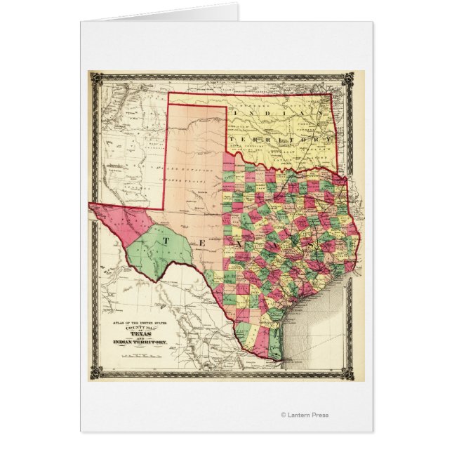 Texas et territoire indienCarte panoramique (Devant)