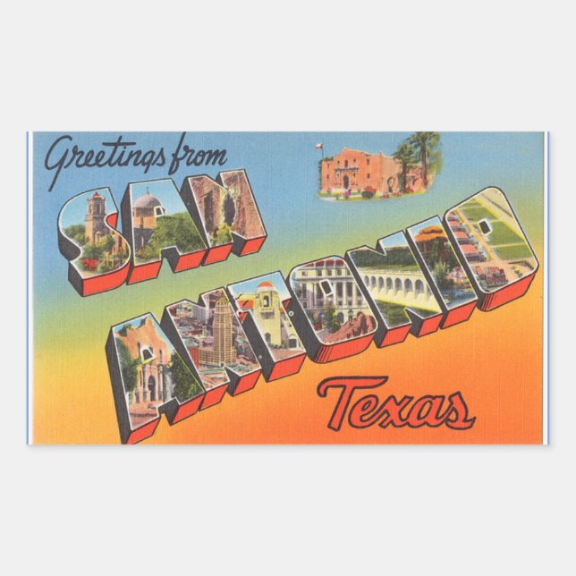 Texas, Feuille de 4 autocollants San Antonio (Devant)