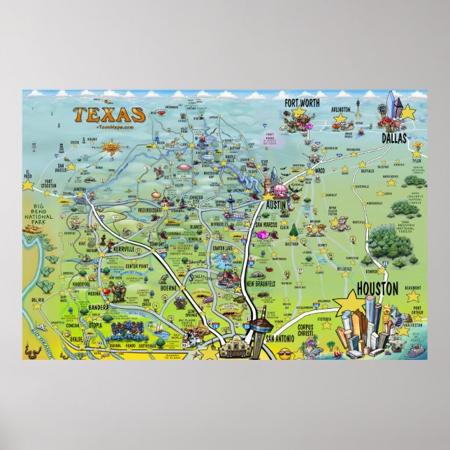 Texas Fun Maps XX Grand Poster (Devant)