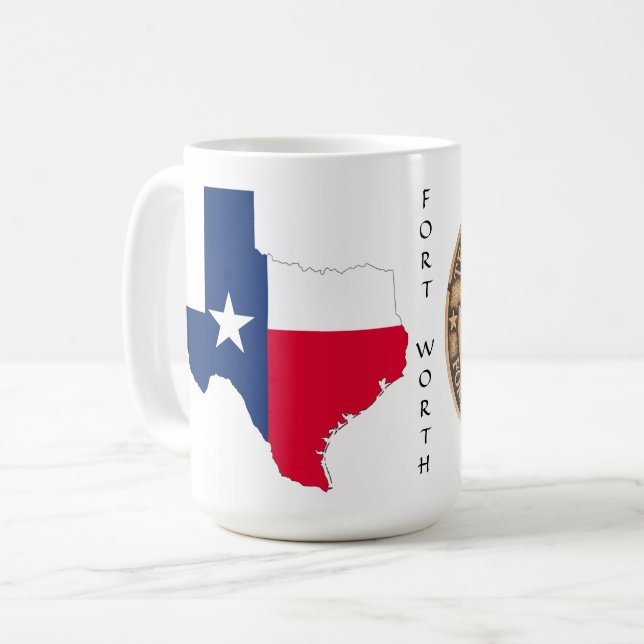 Texas Graphic & Texas Trail sur blanc, Mug (Devant gauche)