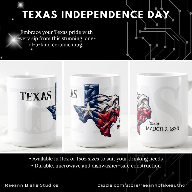 Texas Independence Day Ceramic Mug (Créateur téléchargé)