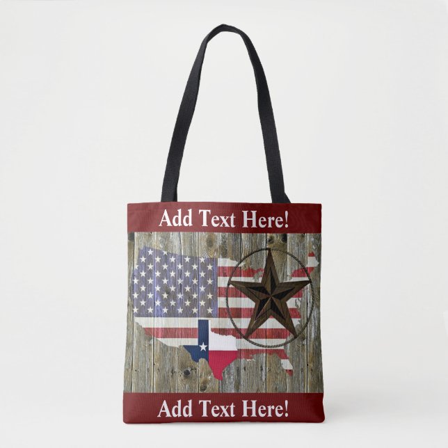 Texas Lone Star State Flag Map Sac fourre-tout (Devant)