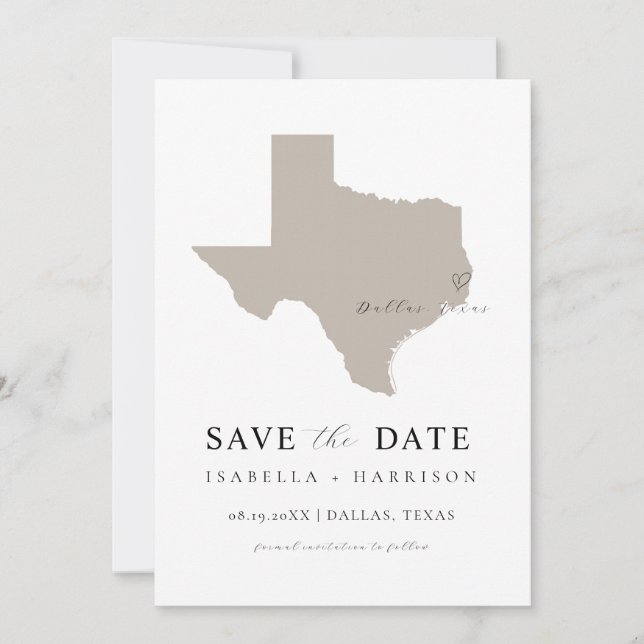Texas Map Save the Date Template (Devant)