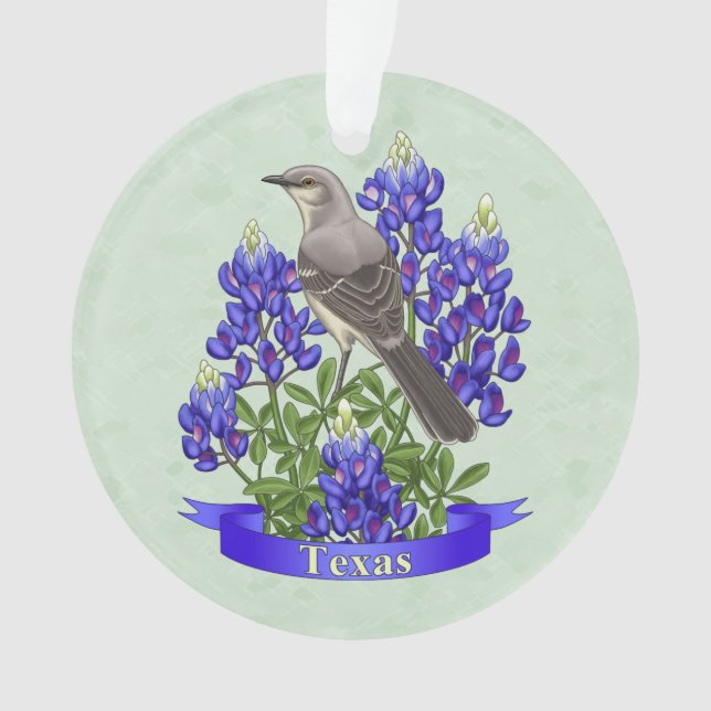 Texas State Mockingbird & Bluebonnet Flower (devant)