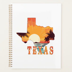 Texas State Outline Beach Sunset