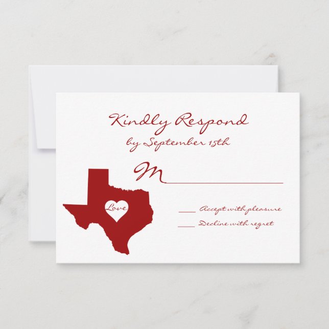 Texas Thème Rouge Blanc Mariage Cartes RSVP (Devant)