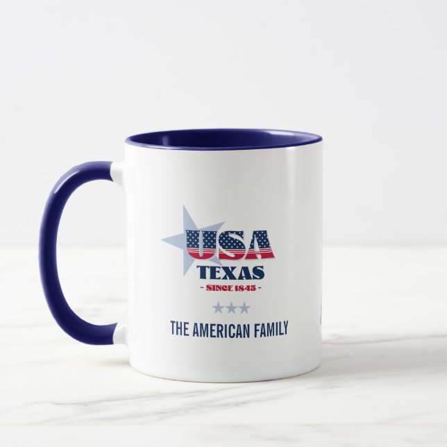 Texas USA 1845 Blue Star Mug personnalisée (Gauche)