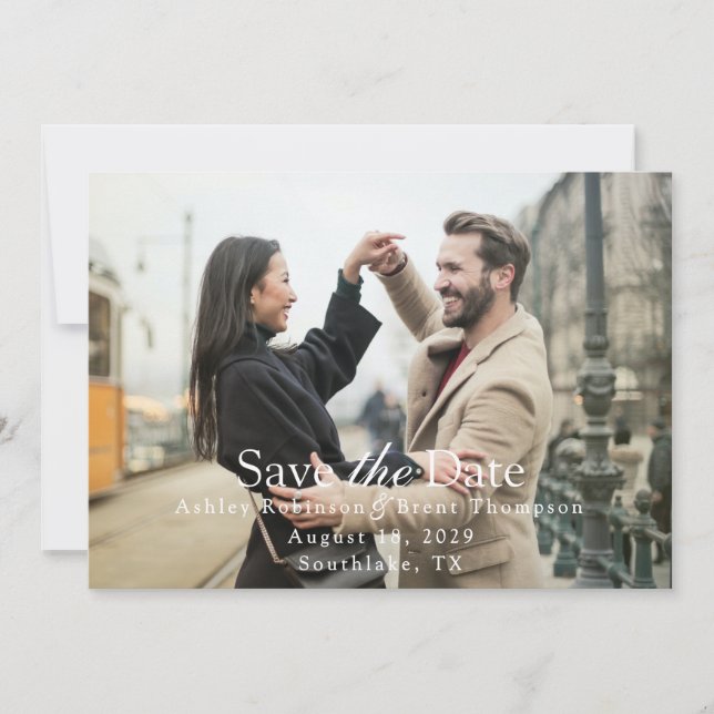 Texte blanc de script moderne Photo horizontale (Devant)