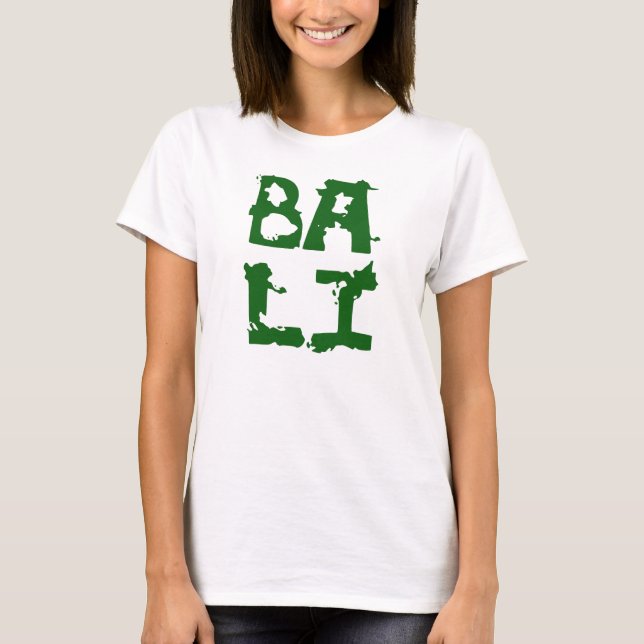 Texte blanc de vert de T-shirt de Bali pour la (Devant)