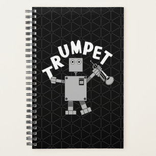 Texte blanc du robot de trompette
