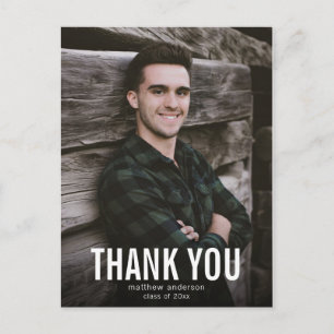 Texte blanc Masque Merci Graduation Carte postale