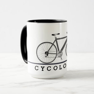 Texte cycliste avec tasse de vélo grise