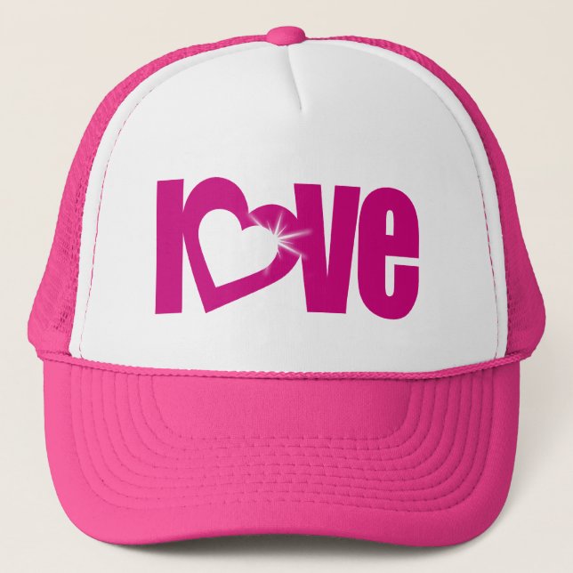texte d'amour avec casquette rose coeur / casquett (Devant)