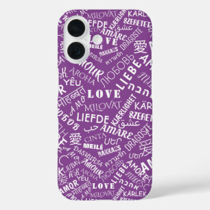Texte d'amour multilingue coque iphone violet