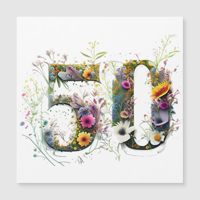 Texte de fleurs sauvages décoratives pour 50e anni (Devant)