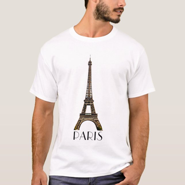 Texte de Paris avec T-shirt Tour Eiffel (Devant)