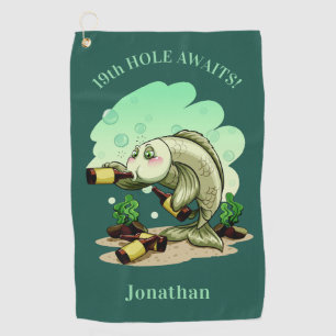 Texte de poissons et serviette faits sur commande