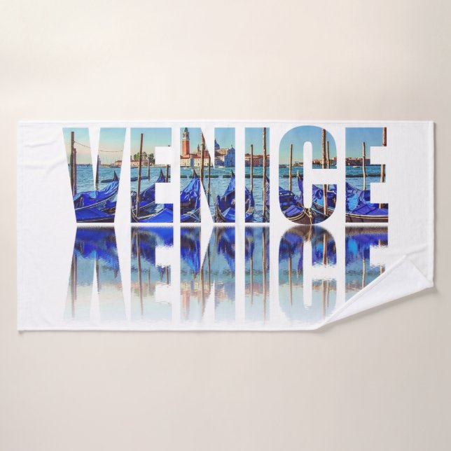 Texte de Venise avec réflexion (Serviette de bain)