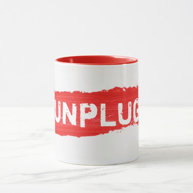 TEXTE DÉBRANCHER sur mug peinture rouge (Centre)