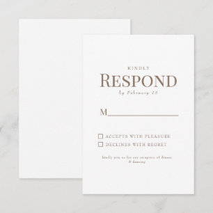 Texte doré simple Mariage blanc RSVP
