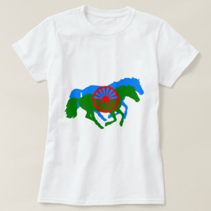 Texte du drapeau tzigane romain et cheval T-Shirt