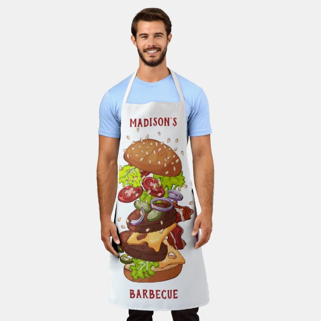 Texte et couleur personnalisés Tabliers Big Burger (Porté)