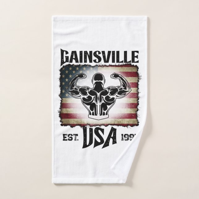 Texte foncé Gainsville USA Drapeau Biceps Bodybuil (Serviette à main)