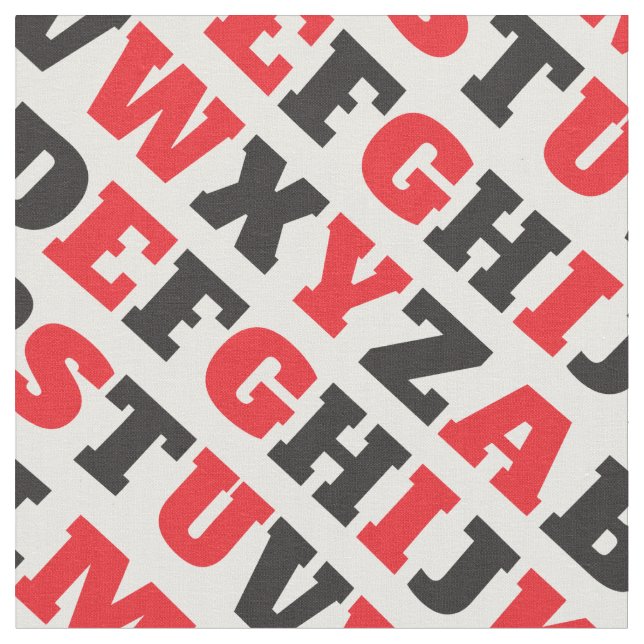Texte graphique ABC visuel noir rouge blanc tissu (Fermer)