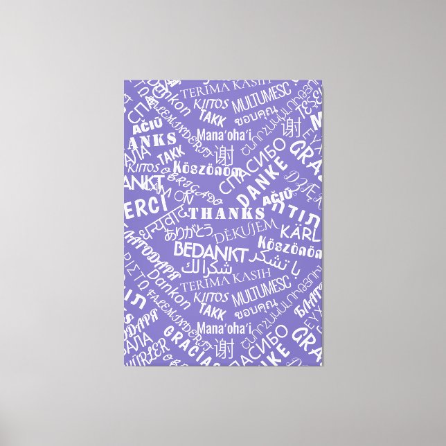 Texte Merci Toile Violette Impression Multilingue (Recto)